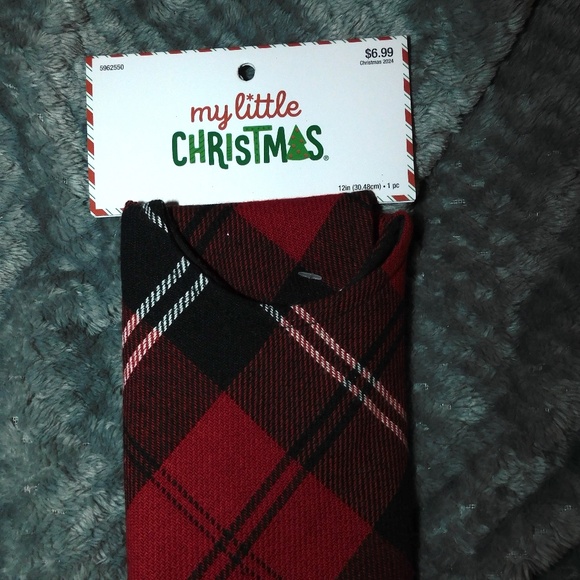 My Little Christmas Red, Black & White Plaid 12" Round Mini Tree Skirt - Picture 3 of 4